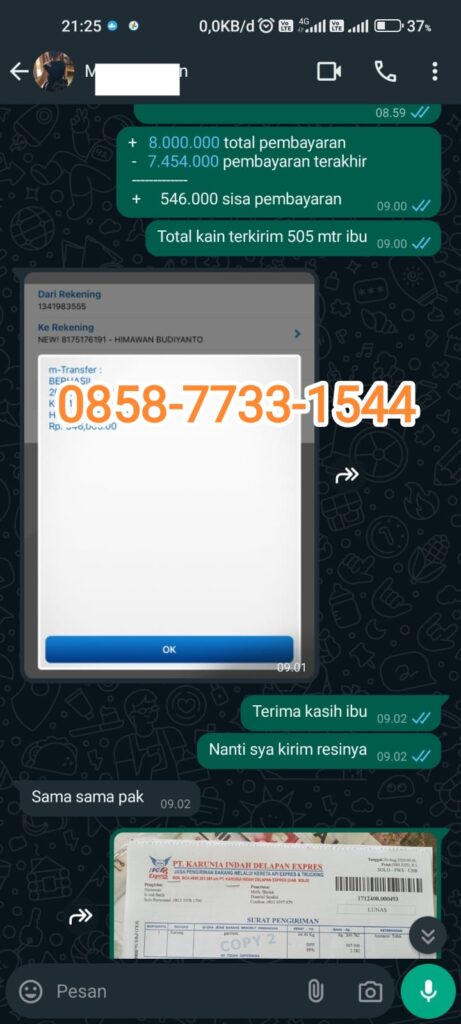 Testimoni pelanggan, bukti kirim pesanan seragam batik di produksibatik.com (K-ind Batik Solo)